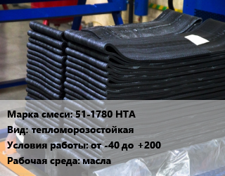 Резиновая смесь 51-1780 НТА тепломорозостойкая от -40 до +200 масла, кг, на основе фторкаучуков цена от 2147 Тг / кг, где купить, условия доставки в Актау и Мангистауской области